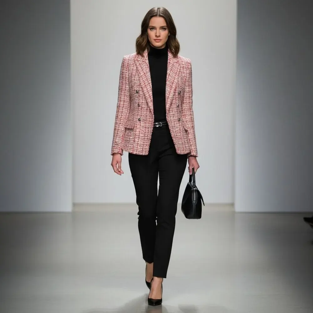 Talbots Plus 14W Red Tweed Metallic Blazer Old Money Preppy Fringe Jacket - Picture 6 of 15